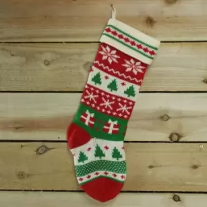 50cm Knitted Christmas Stocking Decoration Parcels design