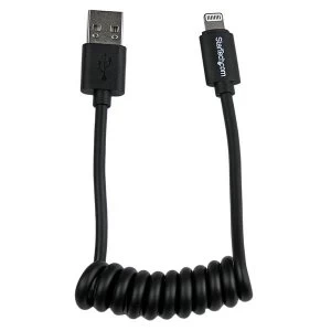 Startech 1ft Coiled Black Lightning Cable