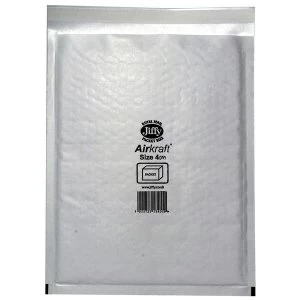 Jiffy Airkraft Size 4 Postal Bags Bubble lined Peel and Seal 240x320mm White 1 x Pack of 50 Bags