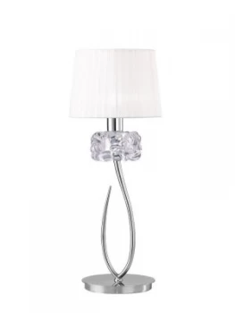Table Lamp 1 Light E27 Large, Polished Chrome with White Shade