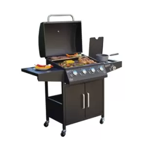 Neo Gas Bbq Grill 4+1 Burner Side Garden Barbecue With Cover & Gas Regulator