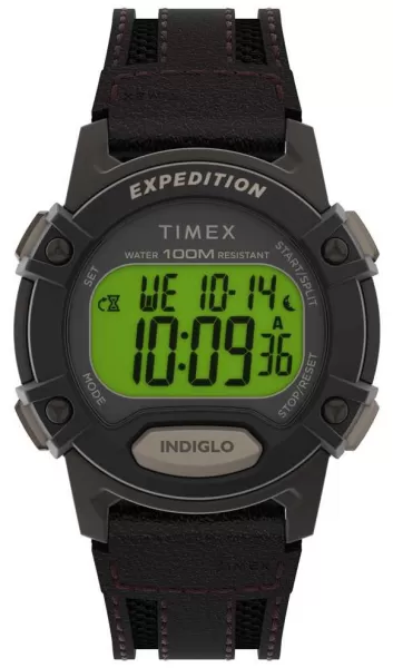 Timex TW4B24500 Mens Expedition Digital Brown Leather Watch