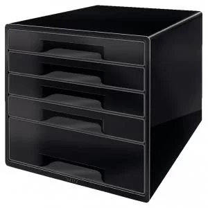 Leitz CUBE 5 drawer unit 1 big and 4 small. A4 Maxi. Black
