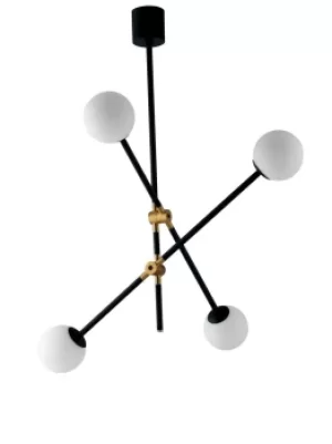 Antitesi Globe Ceiling Pendant, Black, Gold, Opal, E14