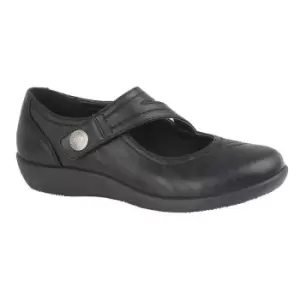 Boulevard Womens/Ladies X Wide EE Fit Touch Fastening Bar Shoe (9 UK) (Black)