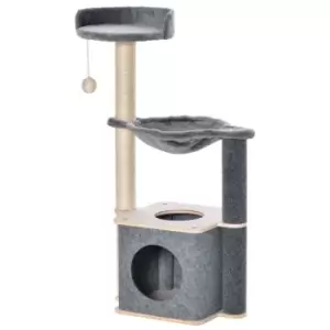 Pawhut Cat Tree Tower Climbing Activity Center With Sisal Scratching Post - Grey