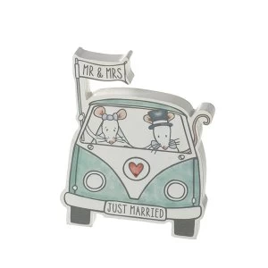 Just Married Mr & Mrs Mouse in Campervan Decoration By Heaven Sends