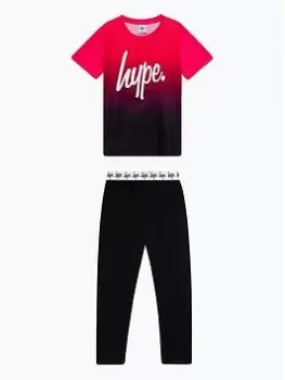 Hype Girls Fade Script T-Shirt & Leggings - Pink/Black, Size Age: 5-6 Years, Women