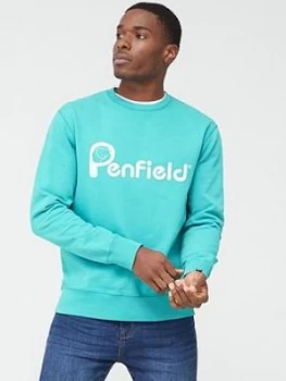 Penfield Capen Logo Sweatshirt - Teal, Size L, Men