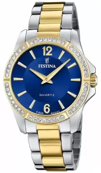 Festina F20594/2 Ladies Gold-pltd. W/CZ Set & Steel Watch