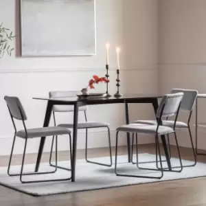 Brea 6 Seater Rectangular Glass Top Dining Table Black