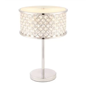2 Light Table Lamp Chrome, Crystal (K9) Drops, E14