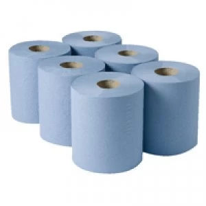 2Work Centrefeed Roll 3-Ply Blue 135m Pack of 6 2W00083
