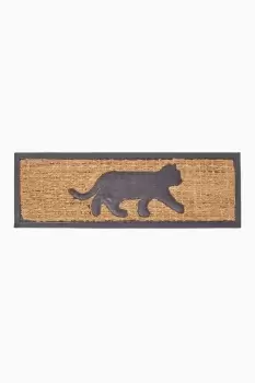 Black Cat Silhouette Non-Slip Coir Doormat