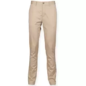Front Row Mens Cotton Rich Stretch Chino Trousers (30L) (Stone) - Stone