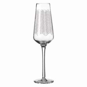 Premier Housewares Set of 4 Hand Blown Champagne Glasses - Gold Waves Design