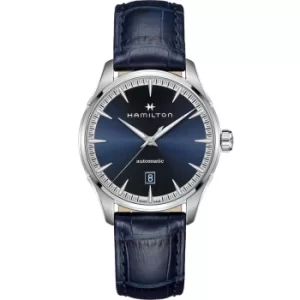 Hamilton Jazzmaster Automatic Blue Dial Blue Leather Strap Mens Watch H32475640