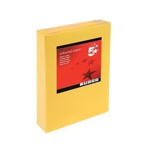 5 Star A4 Coloured Copier Paper Multifunctional Ream wrapped 80gsm Gold Pack of 500 Sheets