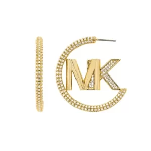 Ladies Michael Kors 14K Gold-Plated Statement Logo Hoop Earrings