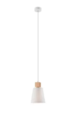 Enrico Dome Pendant Ceiling Lights With Fabric Shade, White, 1x E27