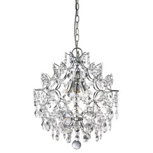 3 Light Ceiling Pendant Chrome with Crystals, E14