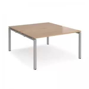 Adapt back to back desks 1400mm x 1600mm - silver frame and beech top