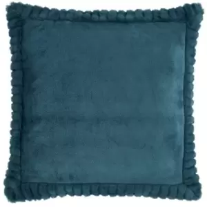 Catherine Lansfield Velvet and Fur Cushion Teal, Cotton