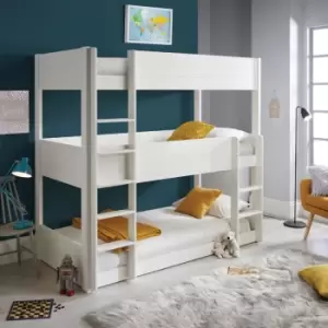 Bedmaster - Snowdon Three Tier Bunk Bed White With Orthopaedic Mattresses