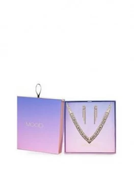 Mood Mood Rose Gold Plated Crystal Diamante Necklace And Earring Set