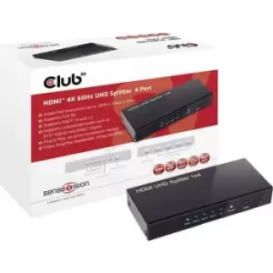 club3D CSV-1380 4 ports HDMI splitter 4096 x 2160 p Black