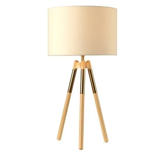 The Lighting and Interiors Group Ely Wooden Table Lamp - Gold