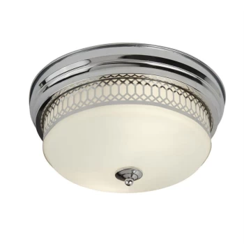 Searchlight Edinburgh - 2 Light Bathroom Flush Ceiling Chrome, White IP44, E27