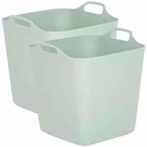 Wham Flexi Square Tub 40 Litres Pack of 2 Grey, Green