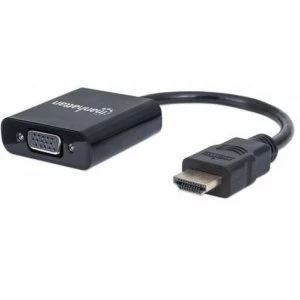 Manhattan HDMI to VGA Converter cable 1080p 30cm Male to Female Optional USB Micro-USB Power Port Black Blister