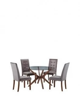 Julian Bowen Chelsea 120 Cm Round Glass Dining Table + 4 Madrid Chairs