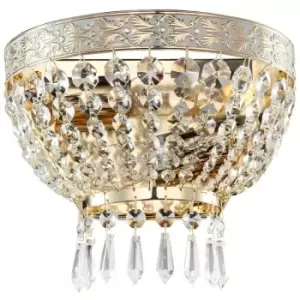 Maytoni Lighting - Bella Wall Lamp Gold & Crystal, 2 Light, E14