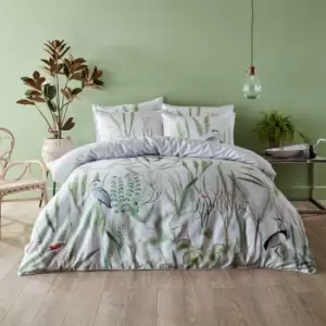 Paoletti Aaliyah 100% Cotton Duvet Cover and Pillowcase Set Green, White and Pink