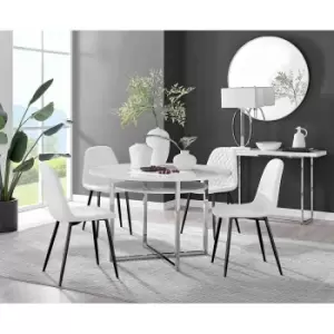 Furniture Box Adley White High Gloss Storage Dining Table and 4 White Corona Black Leg Chairs