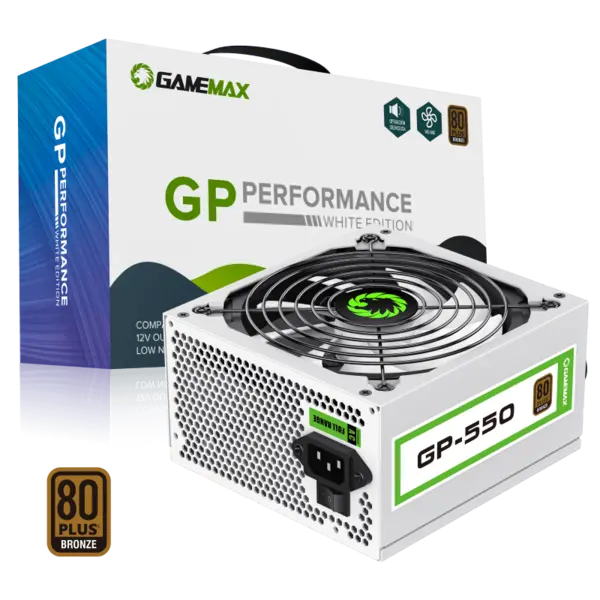 GameMax GP550 White 550W 80 Plus Bronze Wired Power Supply