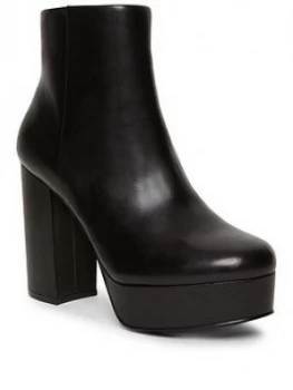 Steve Madden Gratify Ankle Boots - Black Leather, Size 8, Women