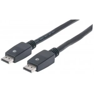 Manhattan DisplayPort Cable v1.1 4K@60Hz 5m Male to Male With Latches Fully Shielded Black Lifetime Warranty Polybag