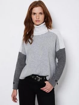 Mint Velvet Chunky Blocked Knit - Grey, Size XL, Women