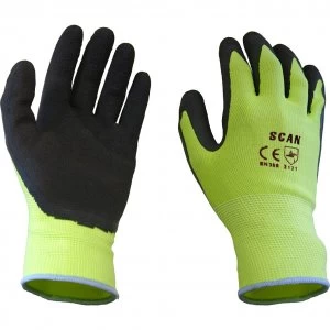 Scan Mens Foam Latex Coated Gloves Yellow XL