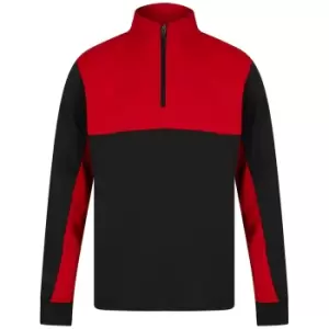Finden & Hales Unisex Adult Quarter Zip Fleece Top (XL) (Black/Red)
