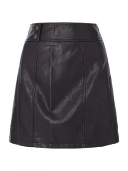 Free People Leather Look Retro Body Con Mini Skirt Black