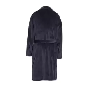 Pierre Roche Mens Flannel Fleece Robe (L) (Black)