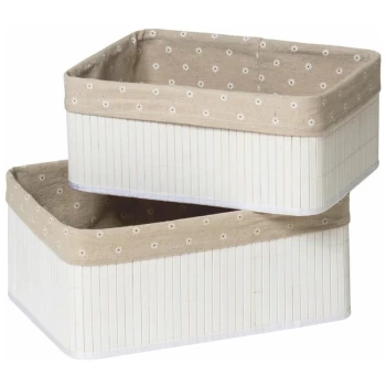 Kankyo White Bamboo Storage Boxes - Set of 2 - Premier Housewares