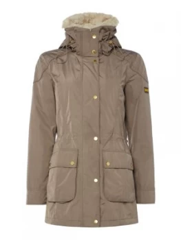 Barbour Waterproof Garrison Coat With Faux Fur Collar Taupe