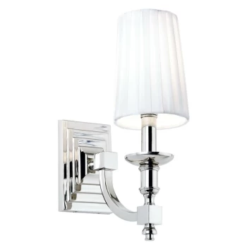 Endon Collection Lighting - Endon Domina - 1 Light Indoor Candle Wall Lamp Nickel with White Pleated Shade, E14