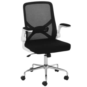 Vinsetto Mesh Swivel Office Chair with Flip-Up Arm, Lumbar Support, Home Task High Back Chair Adjustable Height, Black